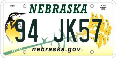 NE license plate 94JK57