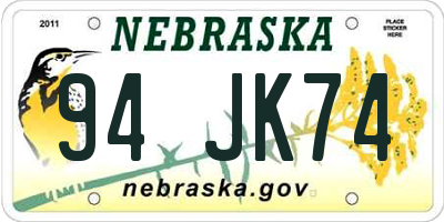 NE license plate 94JK74