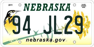 NE license plate 94JL29