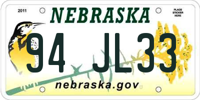 NE license plate 94JL33