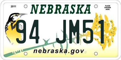 NE license plate 94JM51