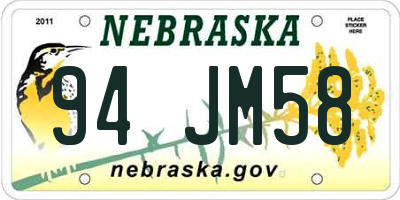 NE license plate 94JM58
