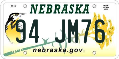 NE license plate 94JM76