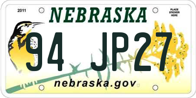 NE license plate 94JP27