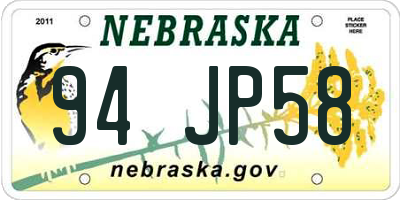 NE license plate 94JP58