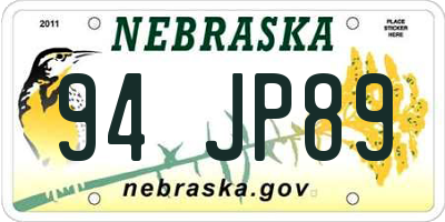 NE license plate 94JP89