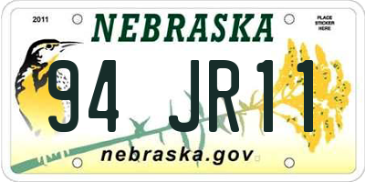 NE license plate 94JR11