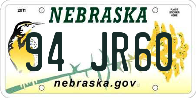 NE license plate 94JR60