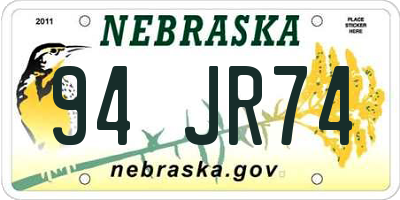 NE license plate 94JR74