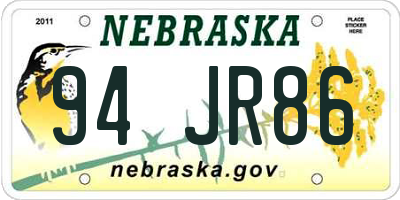 NE license plate 94JR86
