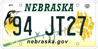 NE license plate 94JT27