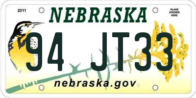 NE license plate 94JT33