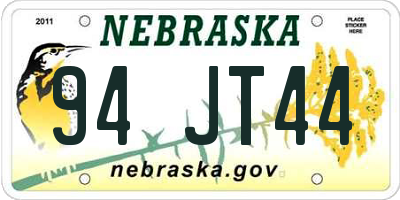 NE license plate 94JT44
