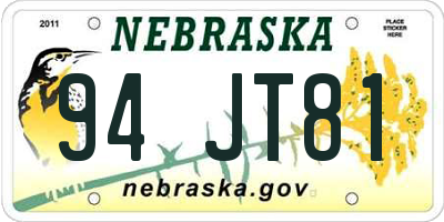 NE license plate 94JT81