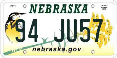 NE license plate 94JU57