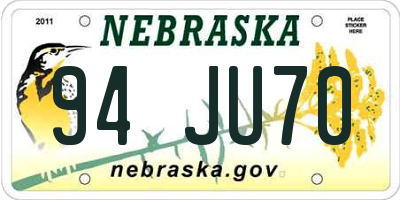 NE license plate 94JU70