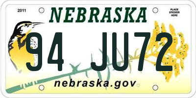 NE license plate 94JU72