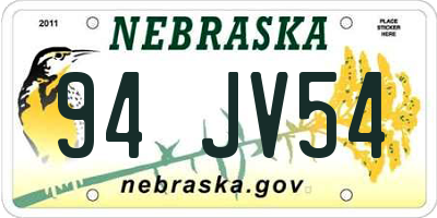 NE license plate 94JV54