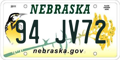 NE license plate 94JV72