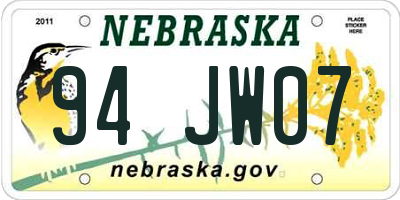 NE license plate 94JW07
