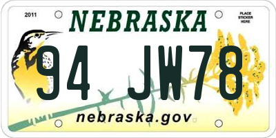 NE license plate 94JW78