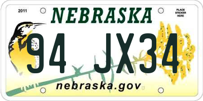 NE license plate 94JX34
