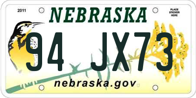 NE license plate 94JX73