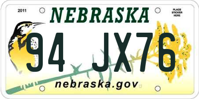 NE license plate 94JX76