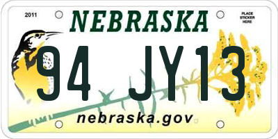 NE license plate 94JY13