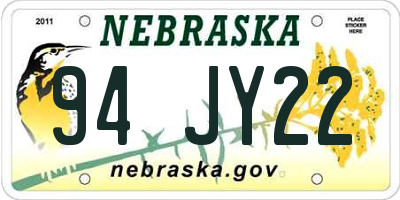 NE license plate 94JY22