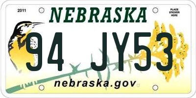 NE license plate 94JY53
