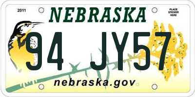 NE license plate 94JY57