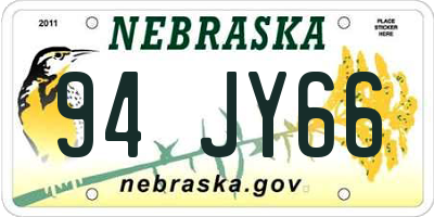 NE license plate 94JY66