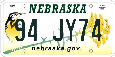 NE license plate 94JY74