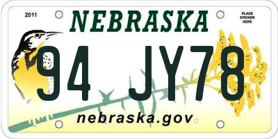 NE license plate 94JY78