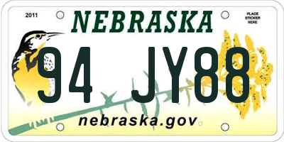 NE license plate 94JY88