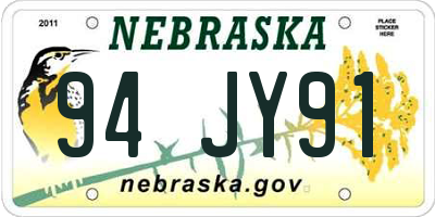 NE license plate 94JY91