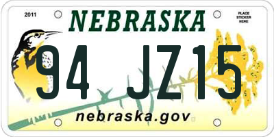 NE license plate 94JZ15