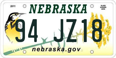 NE license plate 94JZ18