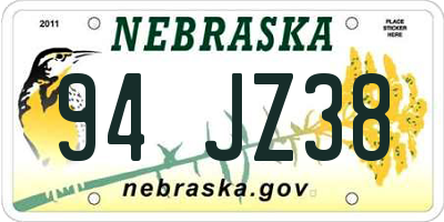NE license plate 94JZ38