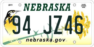 NE license plate 94JZ46