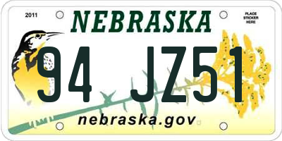NE license plate 94JZ51