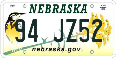 NE license plate 94JZ52
