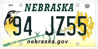 NE license plate 94JZ55