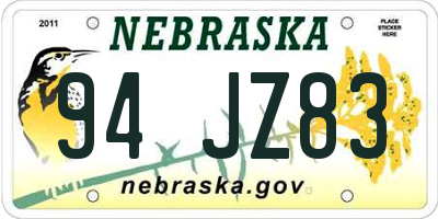 NE license plate 94JZ83