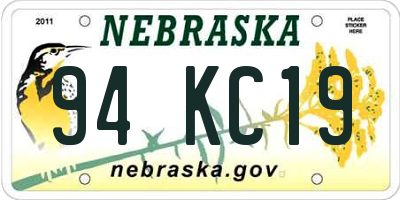 NE license plate 94KC19