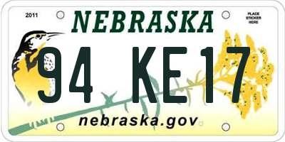 NE license plate 94KE17