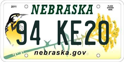 NE license plate 94KE20