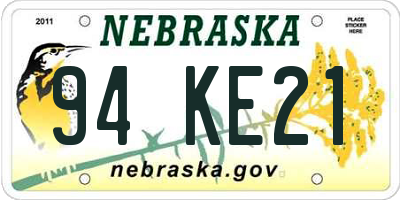 NE license plate 94KE21