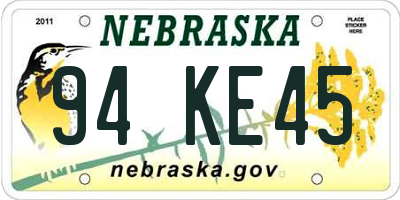 NE license plate 94KE45